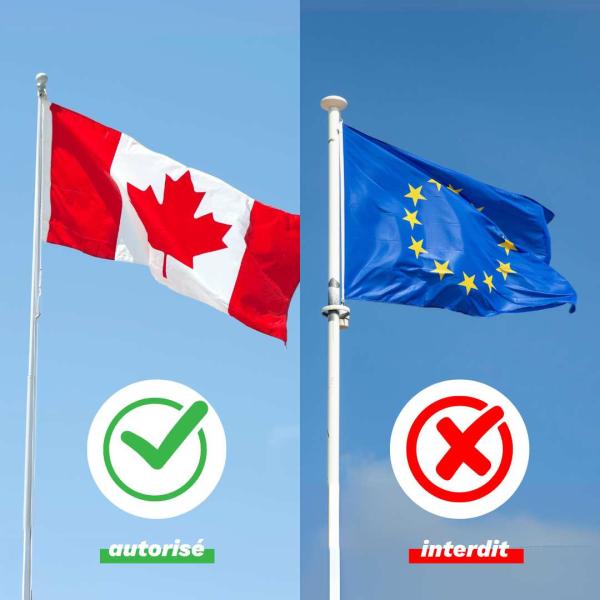 opposition entre drapeau canadien et européen